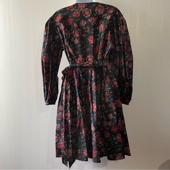 Diane Von Furstenberg Barbe Puffed Sleeves Mini Wrap Dress Punk Flower S… - Picture 3 of 16
